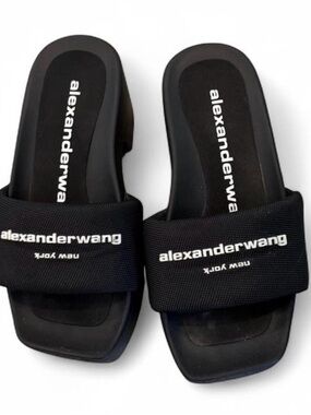 Alexander Wang Black Logo Slide Sandals